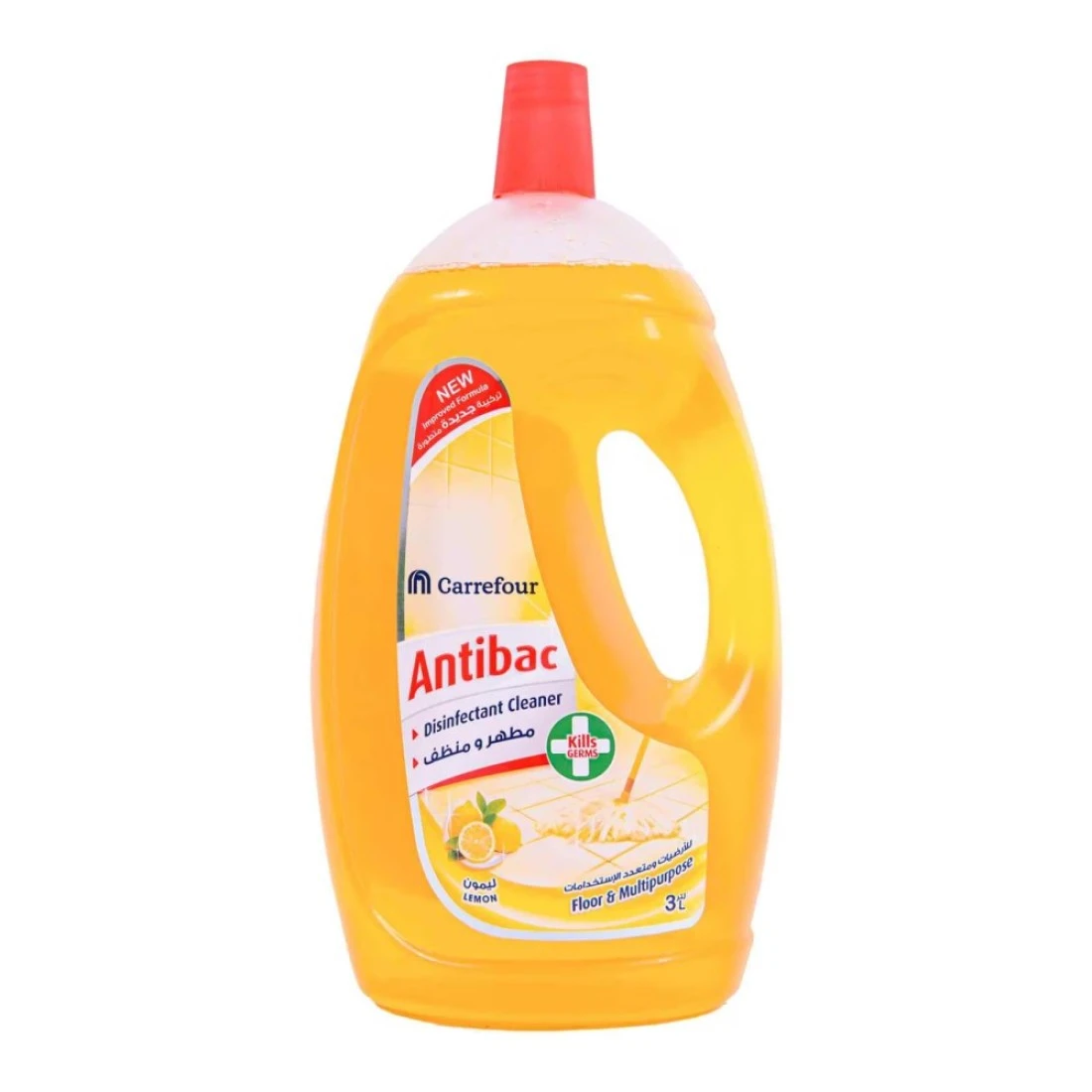 ​​كارفور منظف ومعقم مضاد للبكتيريا للأرضيات ومتعدد الإستعمالات برائحة الليمون 3 لتر