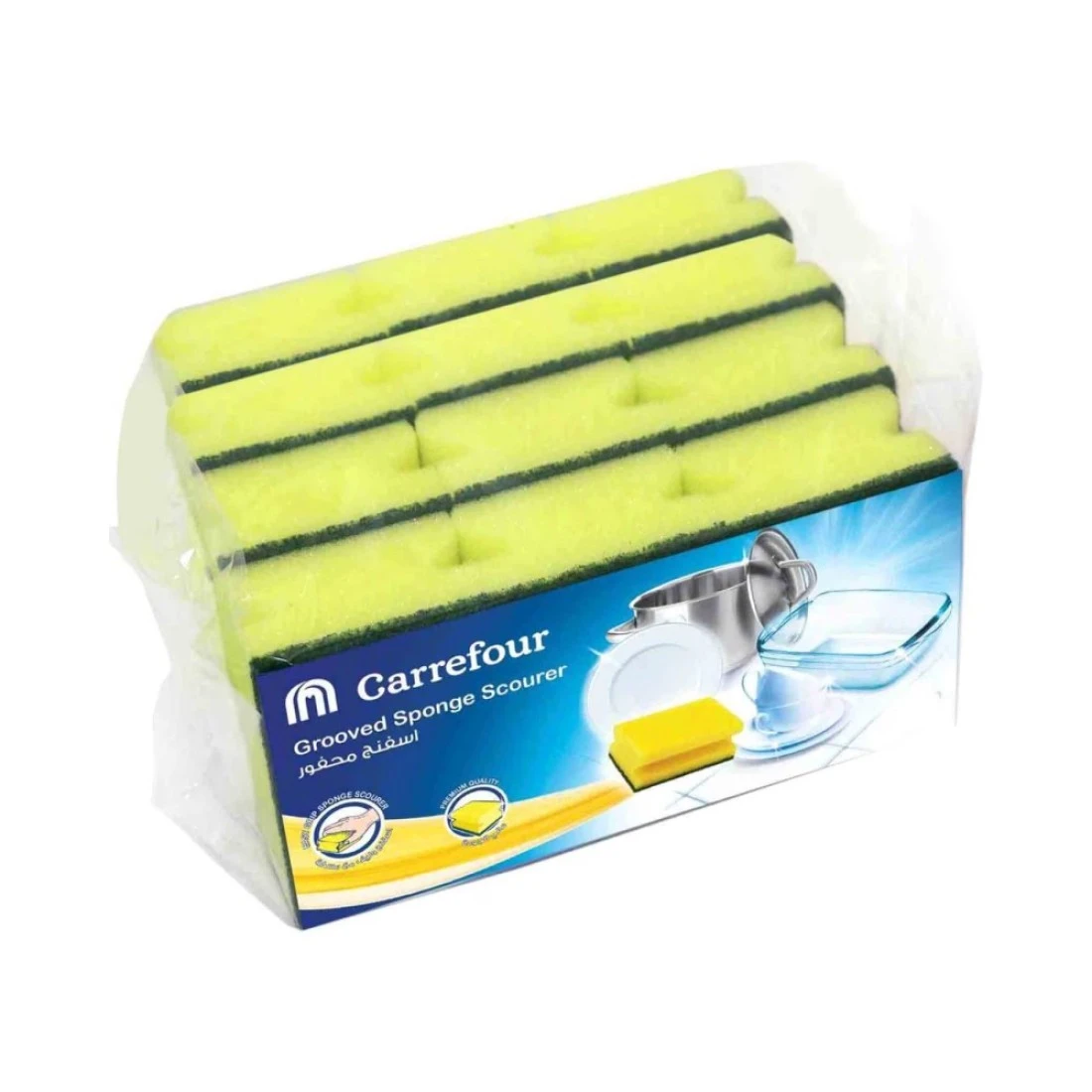 Carrefour Grooved Sponge Scourer 12 PCS