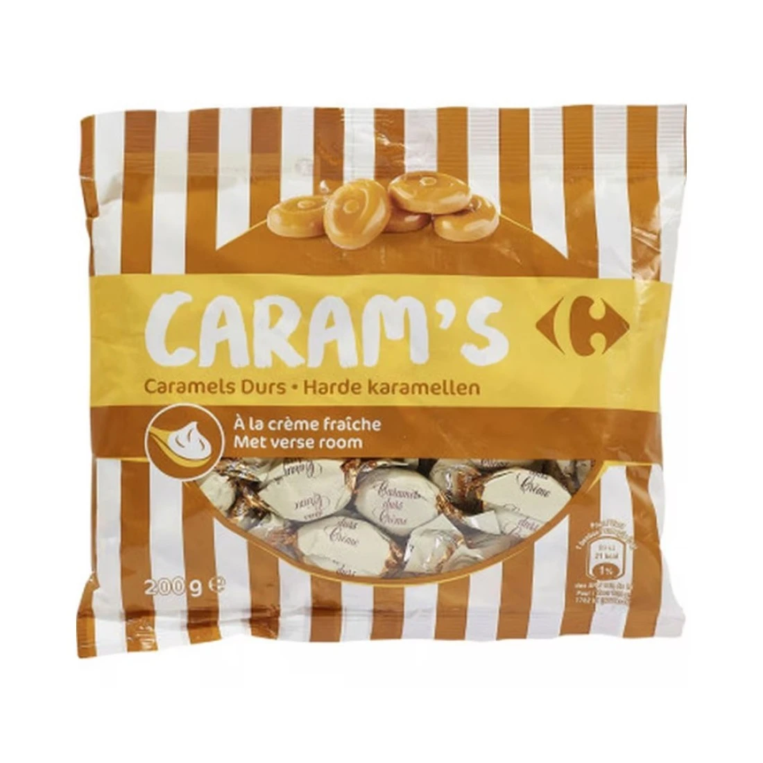 كارفور حلوى صلبه بنكهة الكراميل 200 غرام