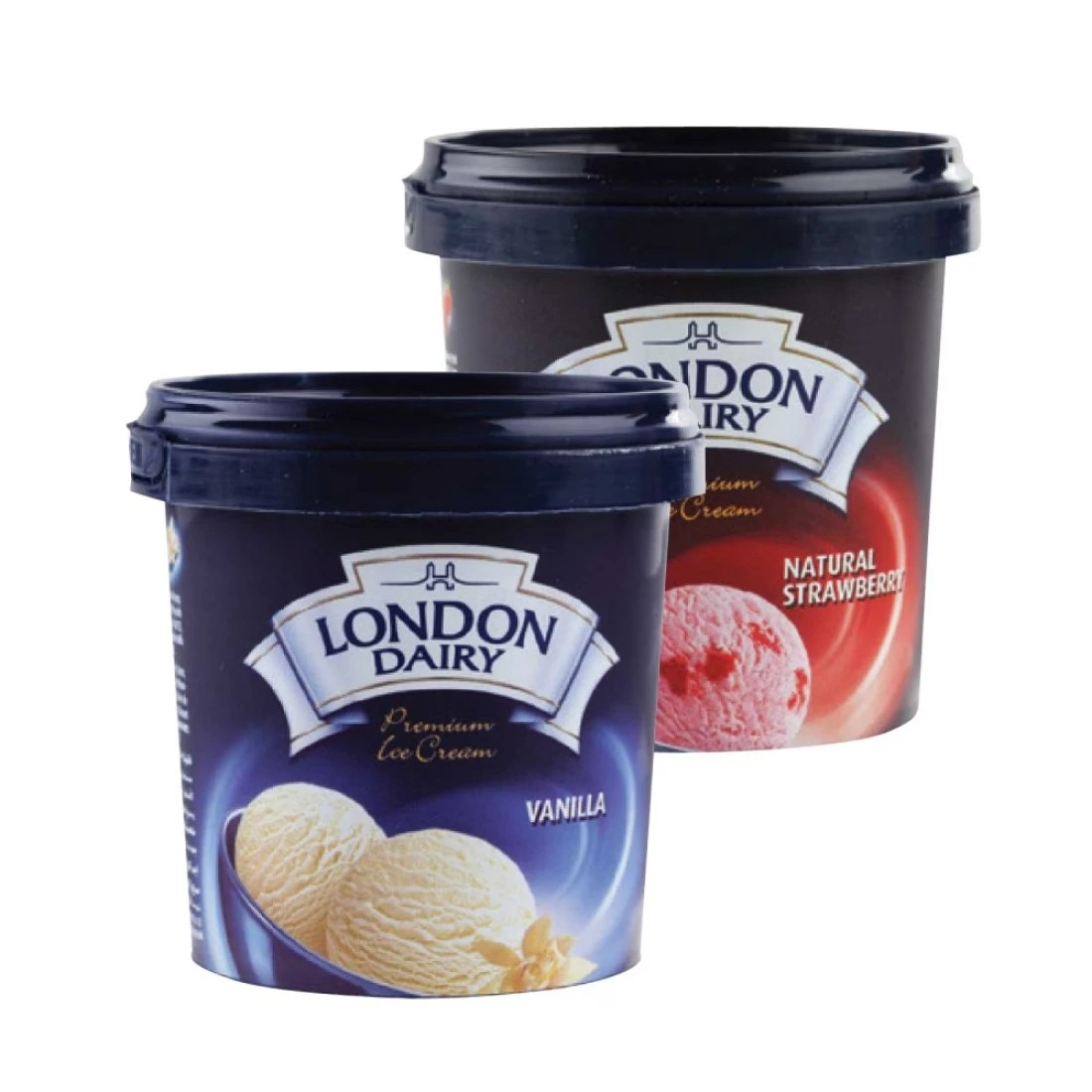 London Dairy Assorted Flavour Vanilla and Strawberry Ice Cream, 500ml Pack of 2