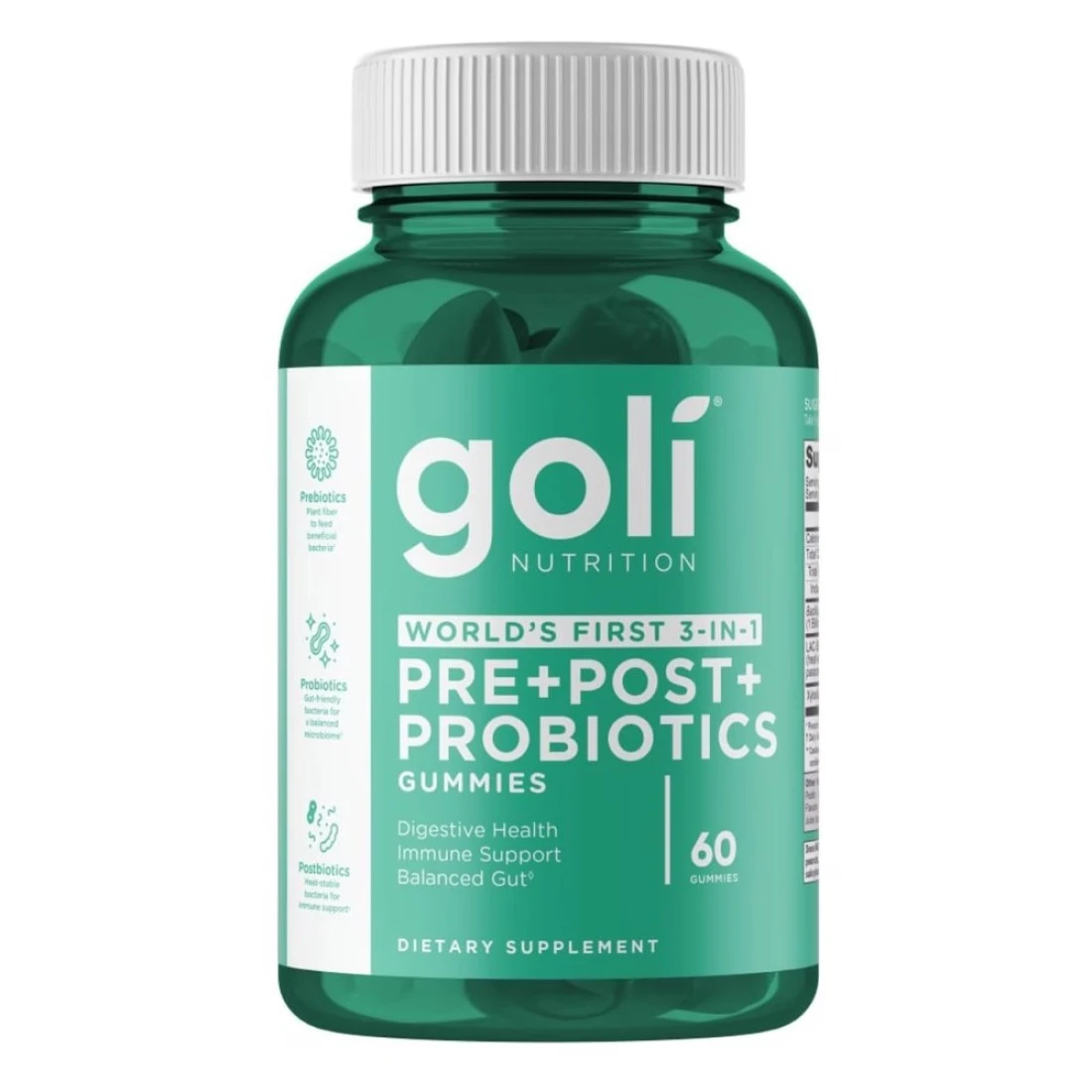 Goli Nutrition Pre Plus Post Plus Prebiotics Dietary Supplement Gummies, 60 Gummies