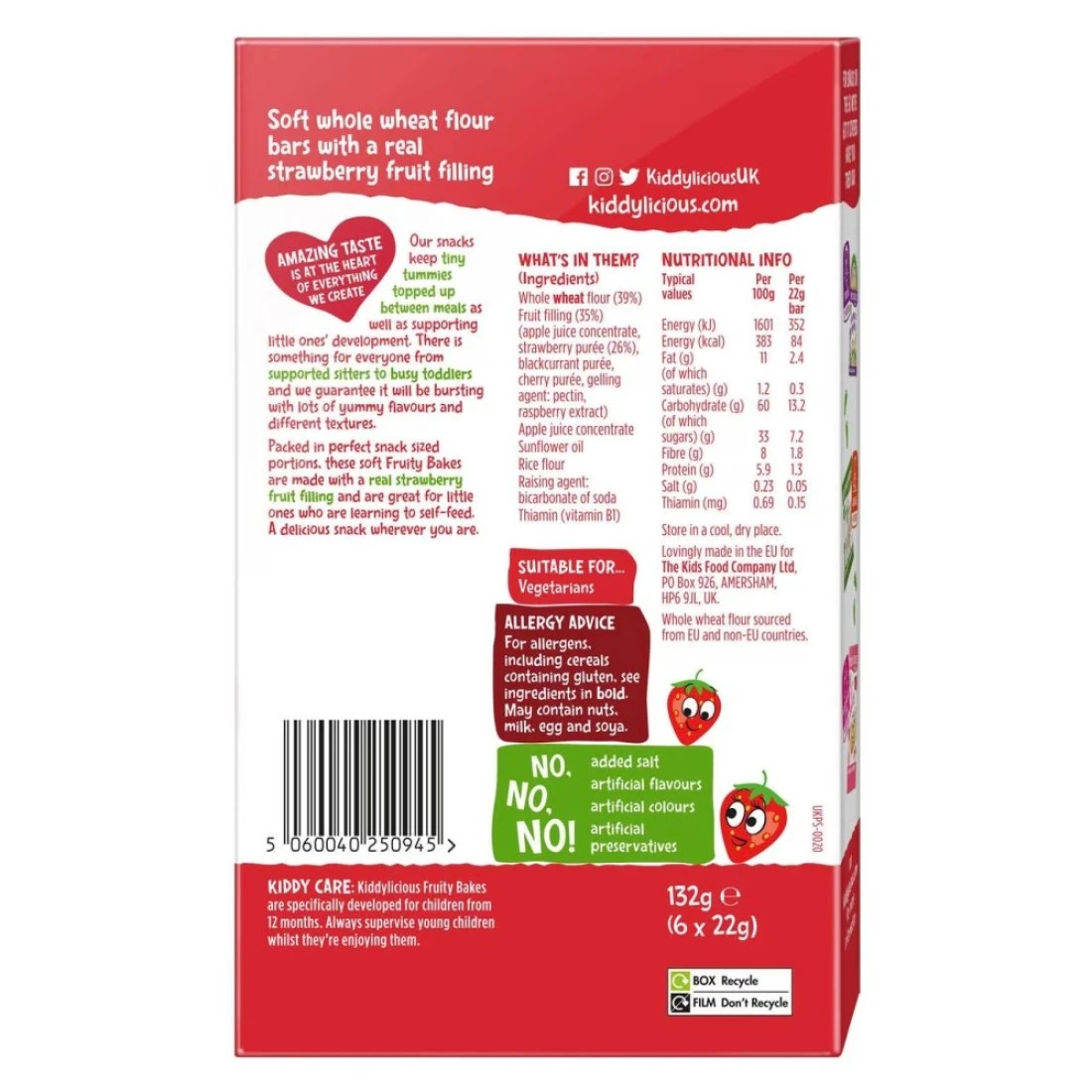 Kiddylicious Strawberry Fruity Bakes 132g