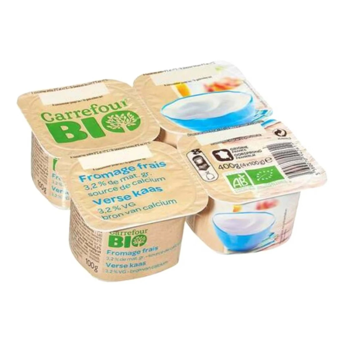 Carrefour Bio Organic Natural Fresh Cheese 100g Pack of 4