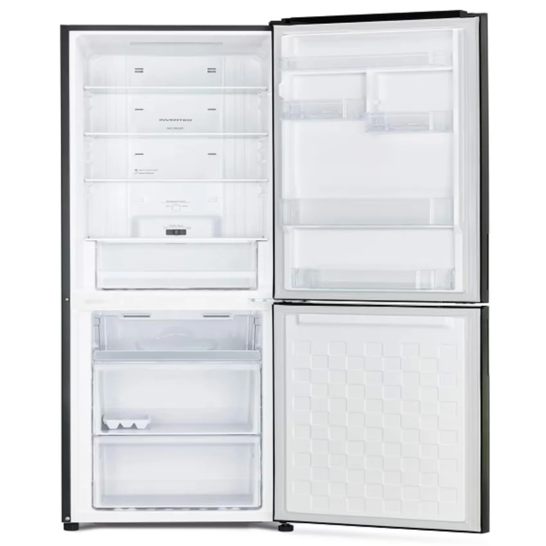 هيتاشي ثلاجة بفريزر سفلي سعة صافية 320 لتر RBG410PUK6GBK - أسود زجاجي