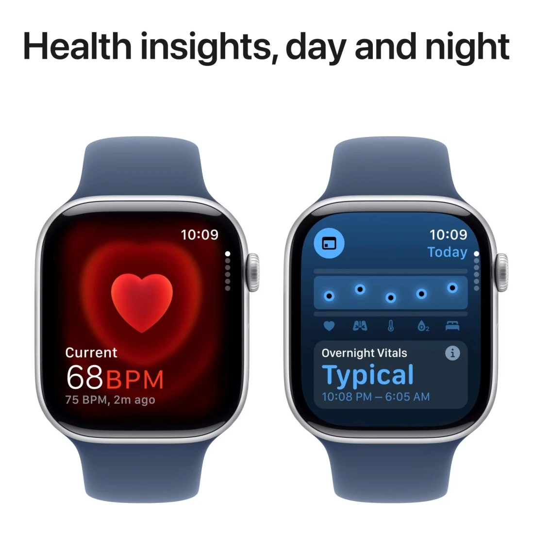 ساعة ابل سيريس 10 جي بي اس 42 ملم هيكل من الألومنيوم الفضي مع حزام رياضي من قماش أزرق - متوسطة / كبيرة