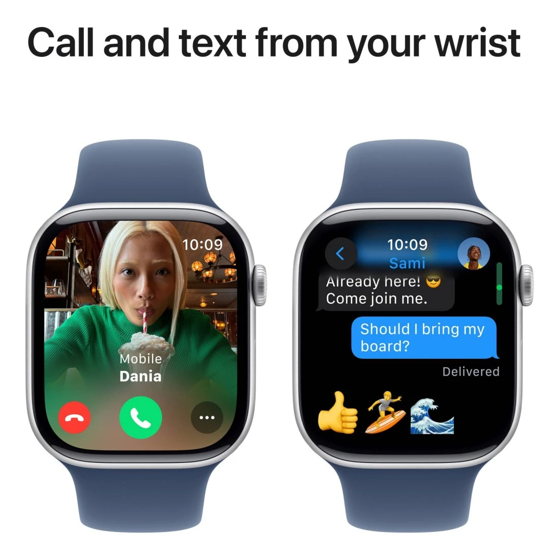 ساعة ابل سيريس 10 جي بي اس 42 ملم هيكل من الألومنيوم الفضي مع حزام رياضي من قماش أزرق - متوسطة / كبيرة