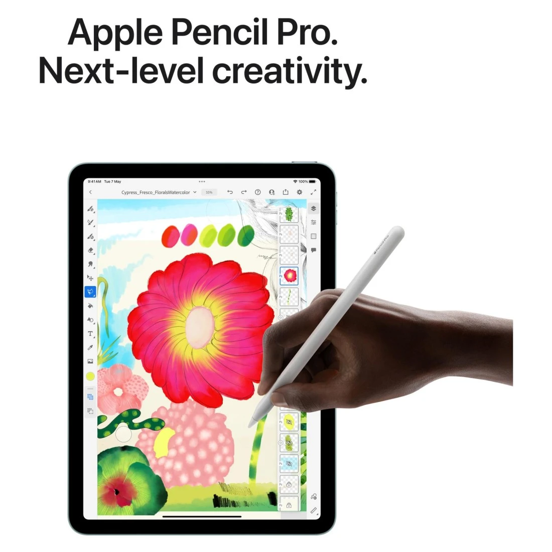 أبل آيباد إير تابلت، سعة 128 غيغابايت، رمادي فلكي، كاميرا 12 ميغابكسل، شاشة مقاس 11 بوصة، شاشة عرض متعددة اللمس، واي فاي