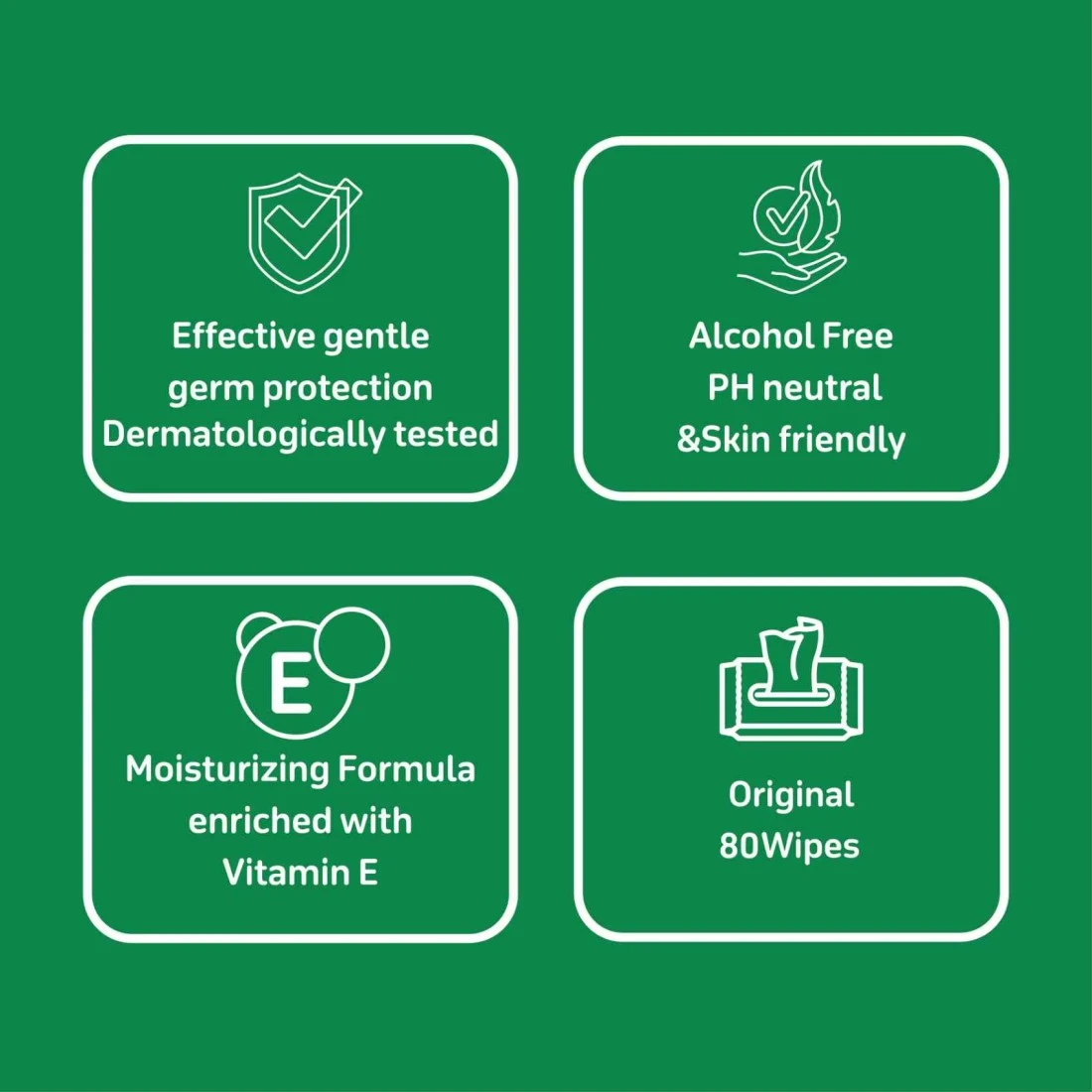 كارفور أوريجينال مناديل مبللة للعناية بالبشرة مضادة للبكتيريا 80 منديل - أبيض