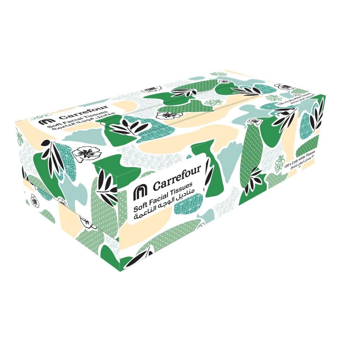 Carrefour Soft Facial Tissues Economic Box White 2 Ply 130 Sheet 1 Box