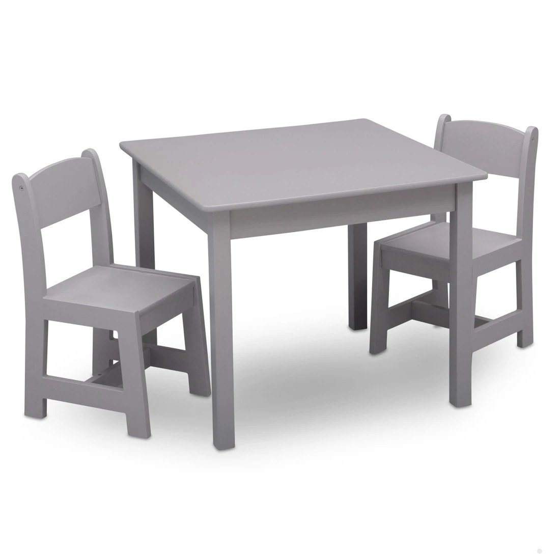 Delta Children MySize Kids Wood Table and Chair Set 2 Chairs Included Ideal for Arts Crafts Snack Time More Greenguard Gold Certified Grey 3 Piece Set