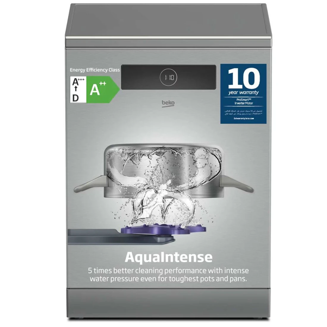 Beko Freestanding Dishwasher 15 Place Settings, 8 Programs,3 Racks,A++ Energy Rating,10 yrs warranty on Prosmart inverter motor,BDEN38523XQ(Stainless)