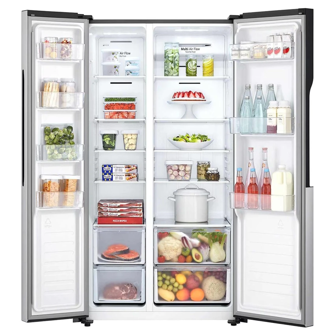 إل جي ثلاجة ببابين متجاورين GRFB587PQAM سعة 509 لتر -فضية-