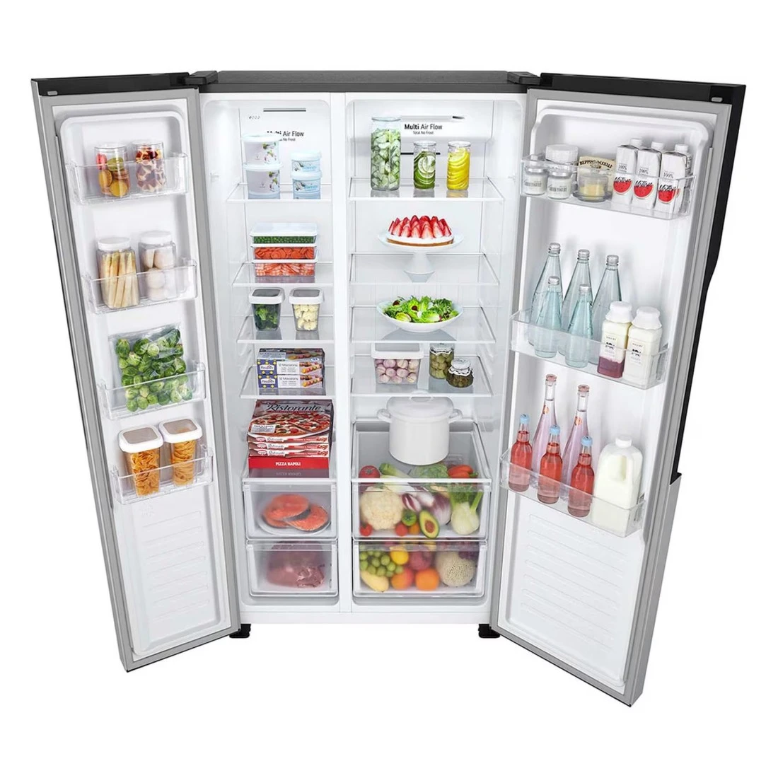 إل جي ثلاجة ببابين متجاورين GRFB587PQAM سعة 509 لتر -فضية-