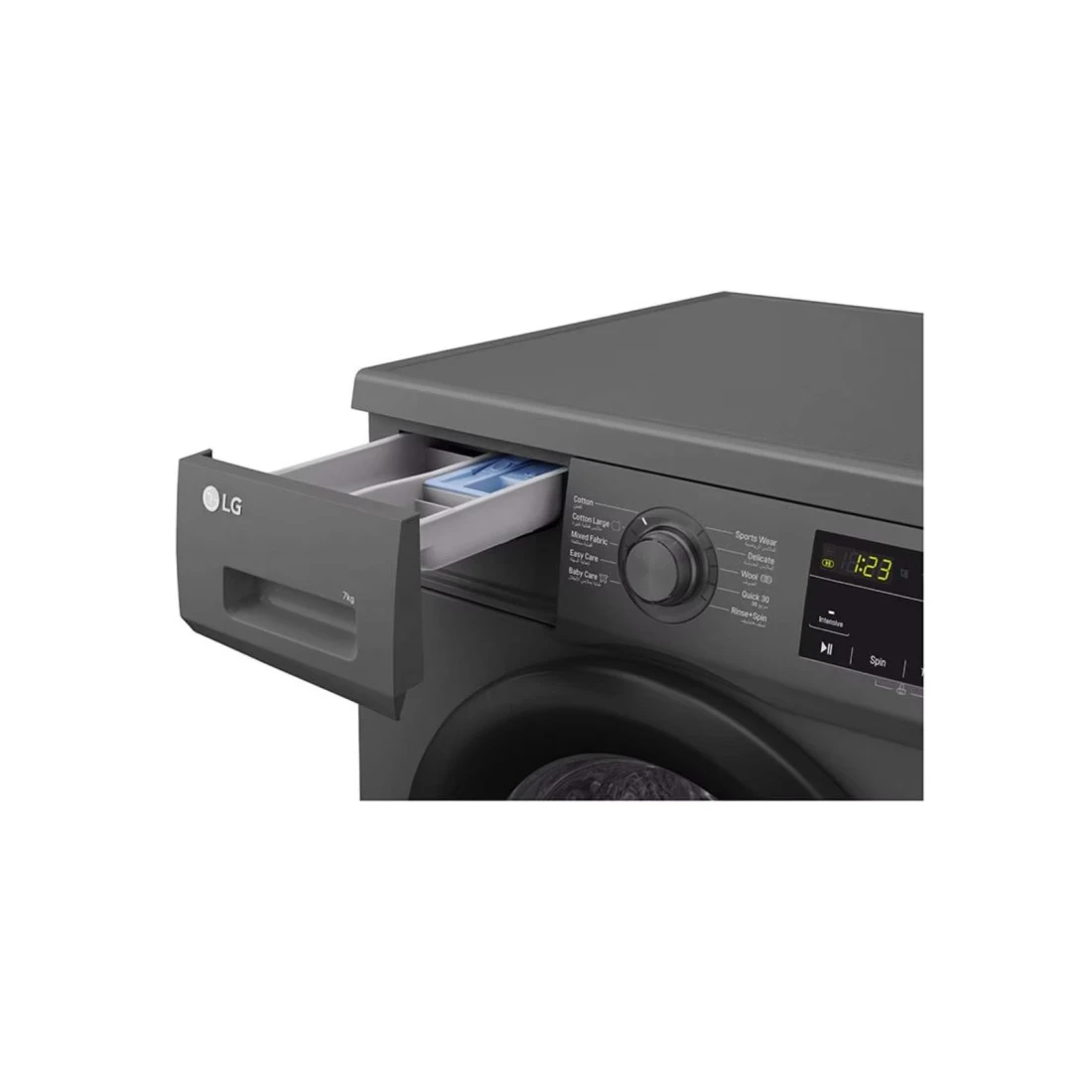 إل جي غسالة بتحميل أمامي 7 كغ F2J3HYL6J رمادي