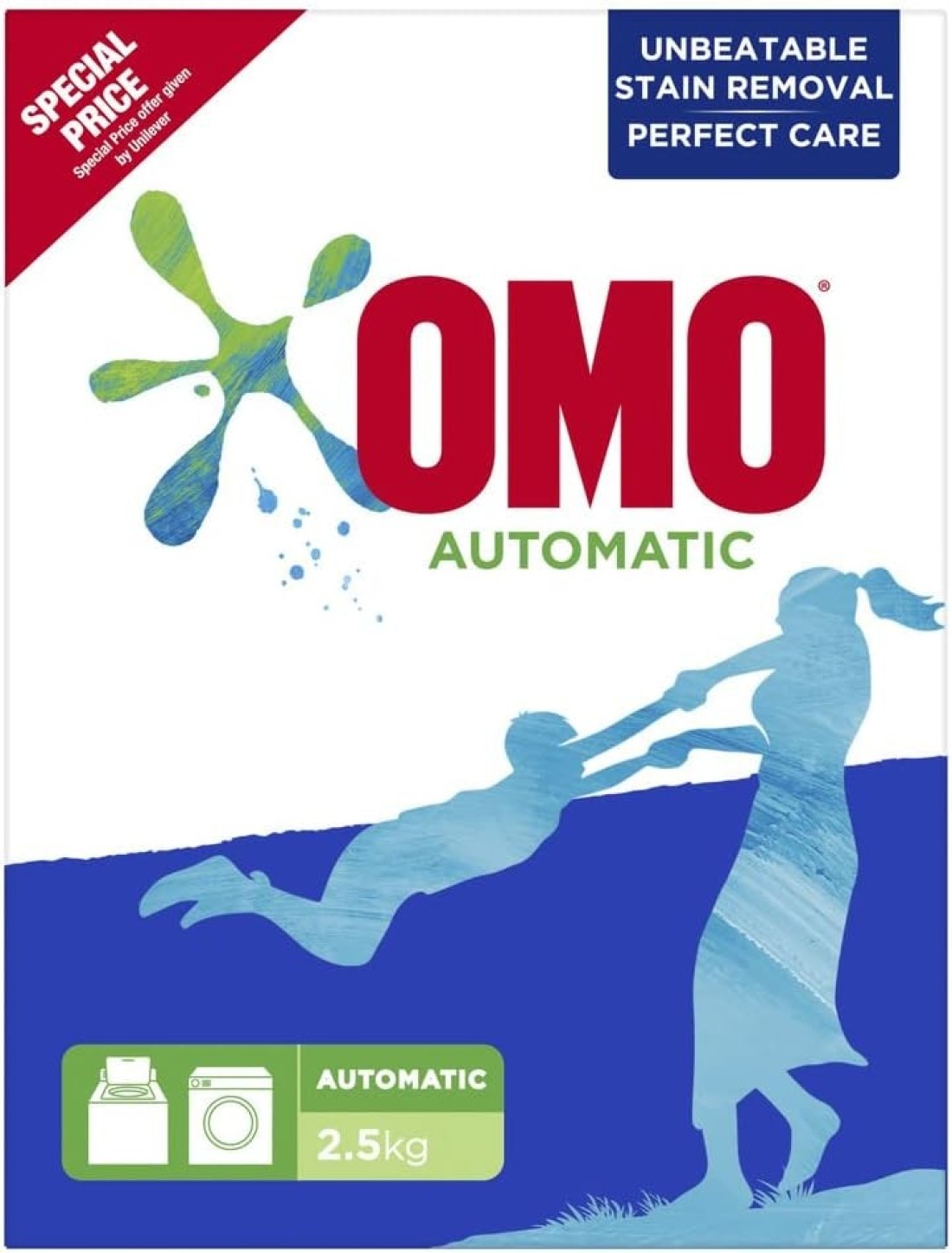 OMO Automatic Powder Laundry Detergent, Active, 100% stain removal in 1 wash*, 2.5 Kg , Packaging may vary