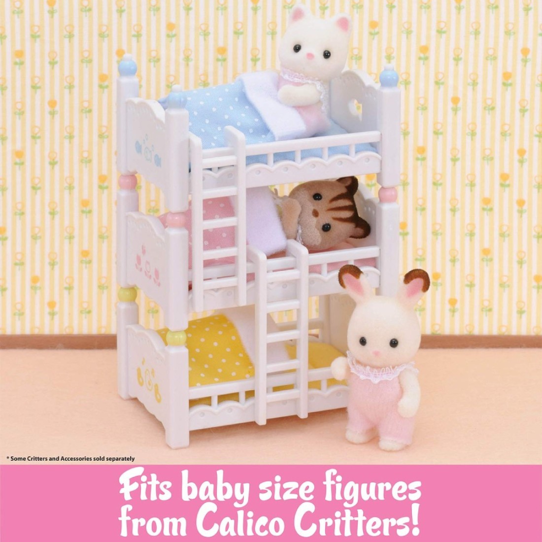 Calico Critters Triple Baby Bunk Beds Dollhouse Furniture Set for Ages 3