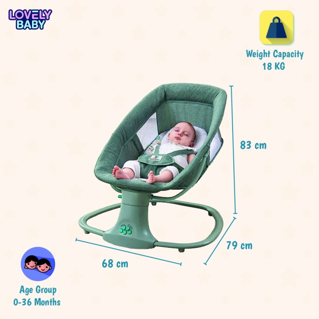 Mastela 3-in-1 Deluxe Swing &amp; Bassinet LB08105 &ndash; Multi-Functional Baby Sleeper w/ Remote, Adjustable Speeds, for Infants up to 3 Years Old -