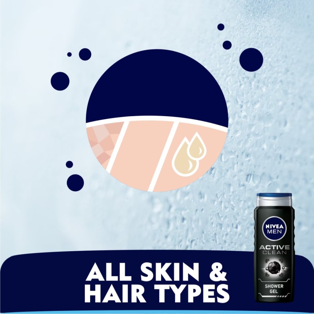NIVEA MEN 3in1 Shower Gel Active Clean Charcoal 250ml Pack of 3