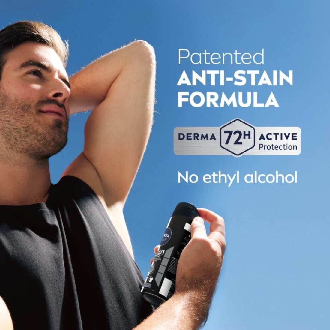 NIVEA MEN Black &amp; White Invisible Antiperspirant Deodorant Spray, Original, 72H Active Protection, 150ml, Pack of 3