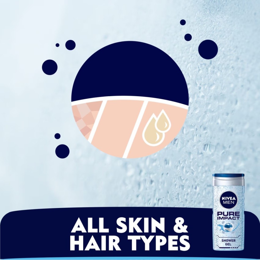 NIVEA MEN 3in1 Shower Gel Pure Impact Fresh Scent 250ml Pack of 3