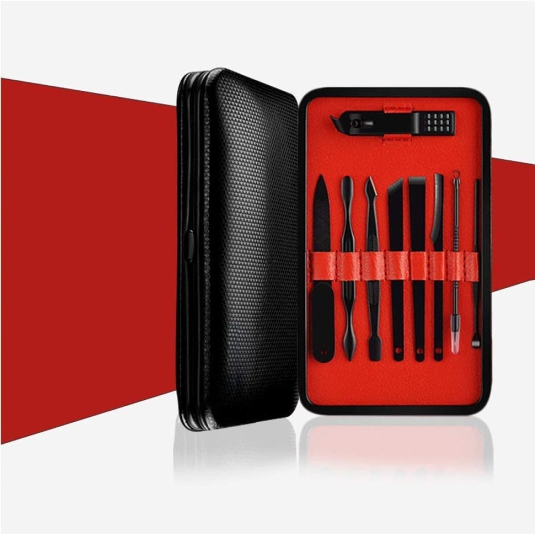 Nail Clipper Set 15 In 1 Nail File Swing Out Nail Cleaner File Popular Gifts For Men & Women Best Nail Care For Manicure Pedicure Home & Travel Manicure Set Red, Black, 11 X 7 X 2 Cm
