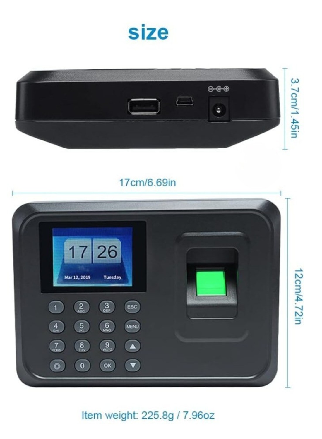Biometric Fingerprint Password Attendance Machine Employee Check-in Recorder Fingerprint Time Clock for Office & Small Business Easy Installation & Accurate Time Tracking