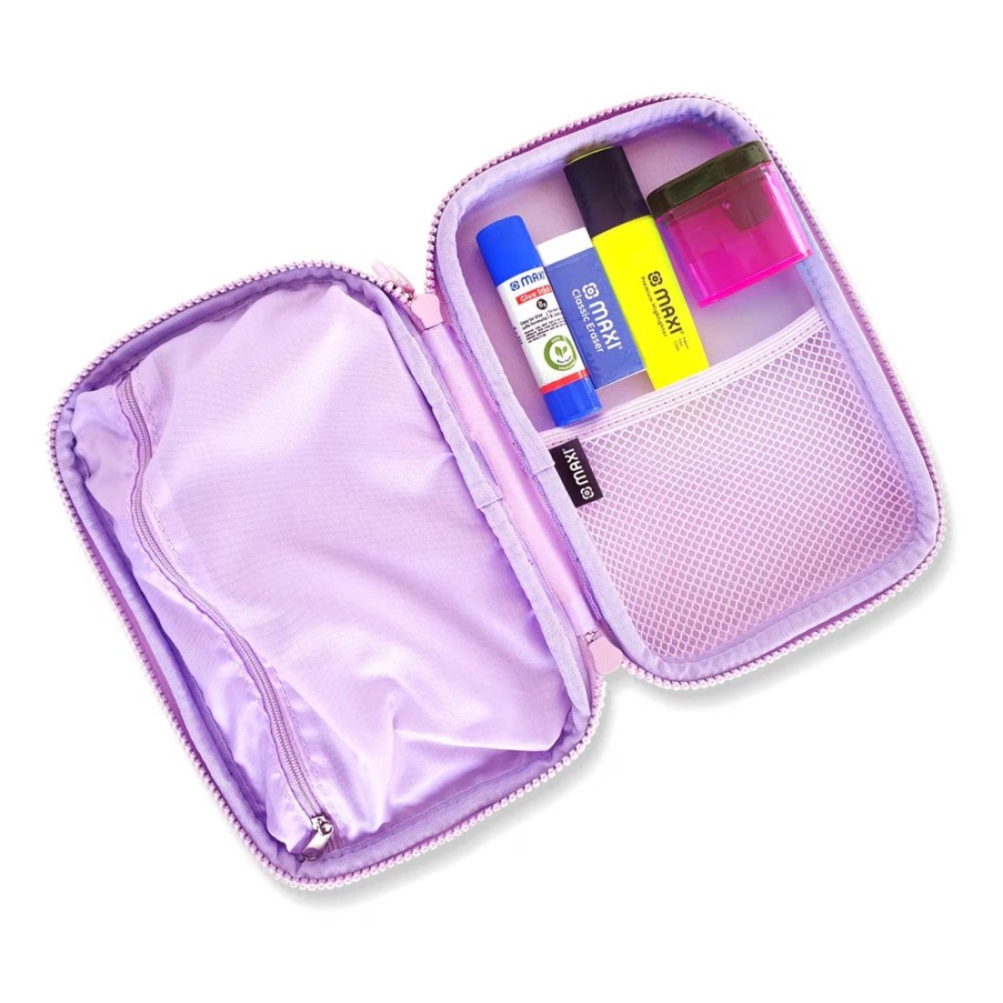 Maxi Double Zipper Pencil Case Stationery Kit Pink