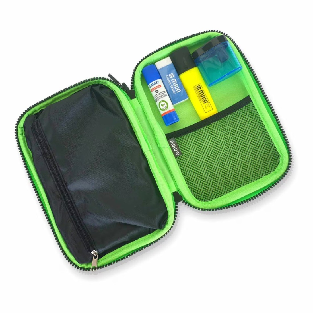 Maxi Double Zipper Pencil Case Stationery Kit Black