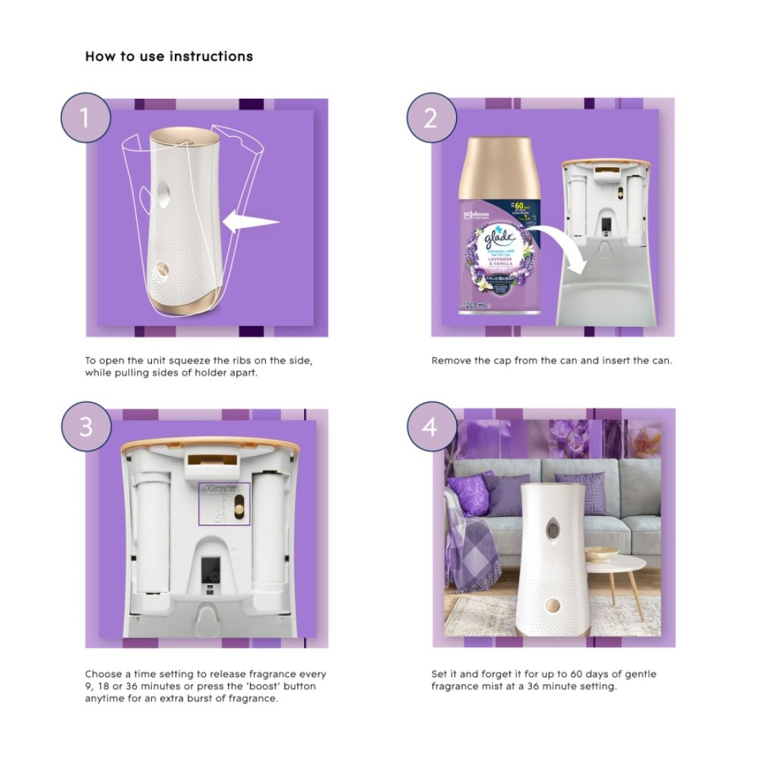 Glade Elegant Amber And Oud Automatic Refill Spray 269ml With Vanilla Automatic Refill Spray 269ml