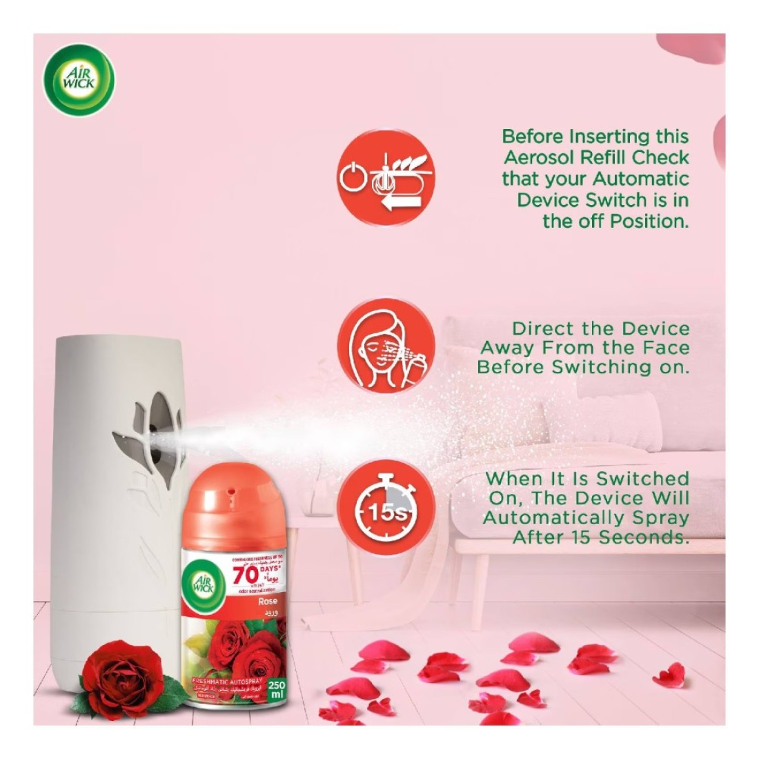Air Wick Freshmatic Auto Spray Kit Midnight Rose 250ml Pack of 2