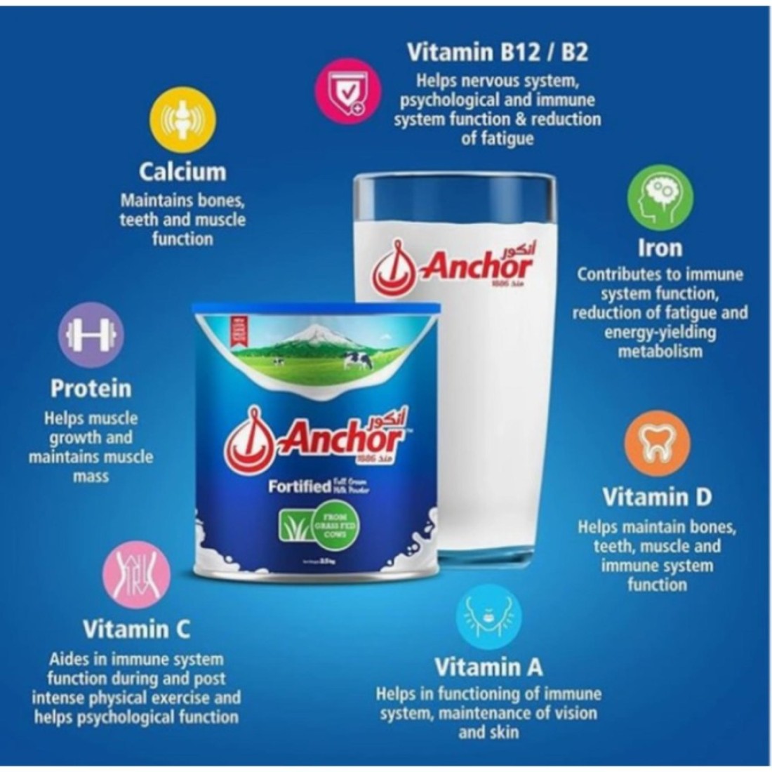 Anchor Fortified Milk Powder, 400g Pack of 12
