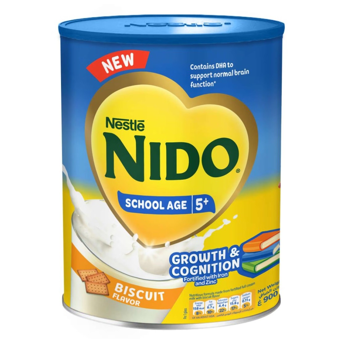 Nestle Nido School Age 5+ Biscuit Flavour 5 Years Old Onwards Tin 900g