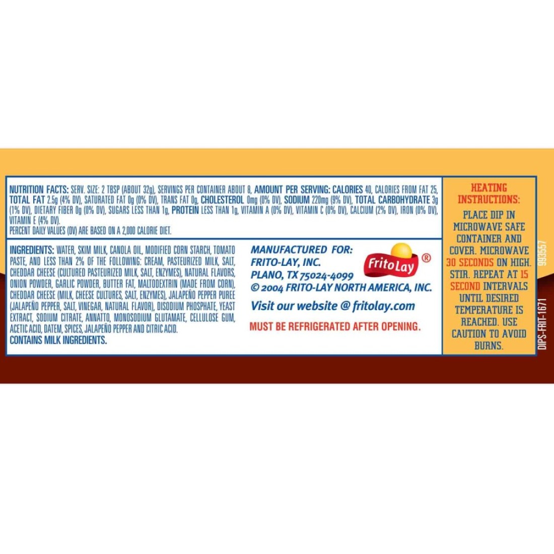 Fritos Jalapeno Cheddar Naturally Flavoured Cheese Dip, 255g