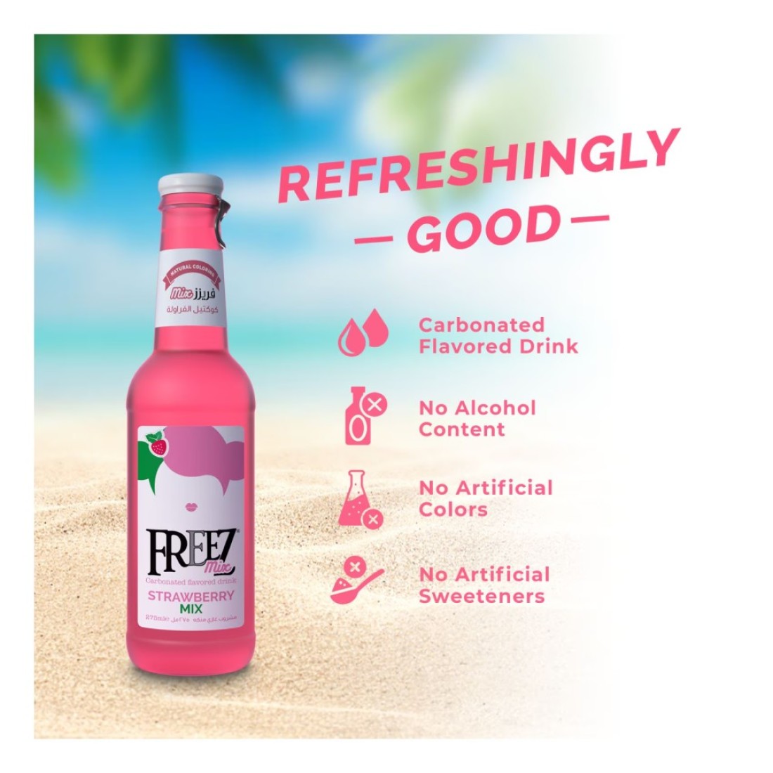 Freez Mix Carbonated Flavoured Drink Bottles Strawberry Mix 275ml Pack of 6