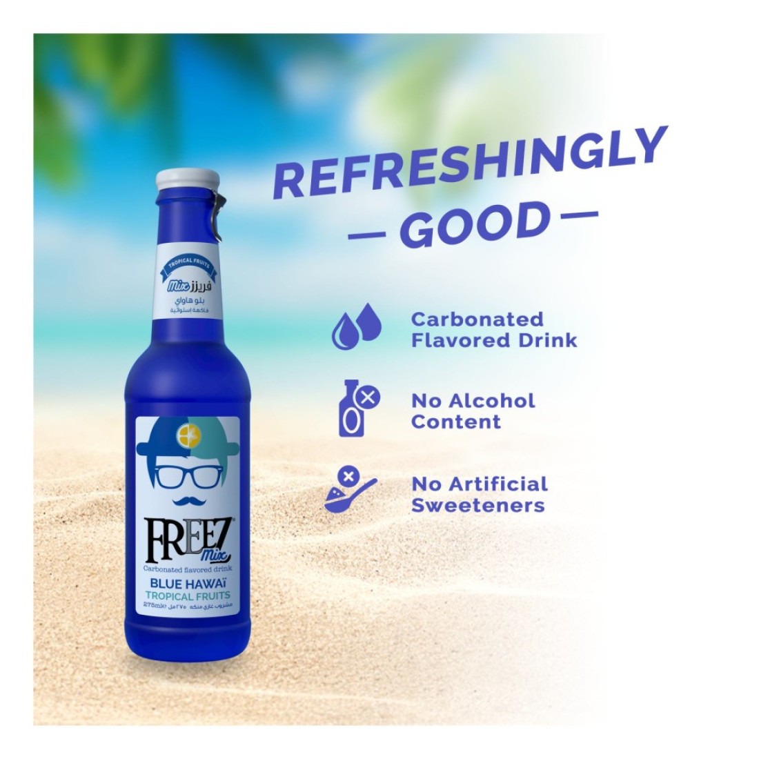 Freez Mix Carbonated Flavoured Drink Bottles Blue Hawaii 275ml Pack of 6