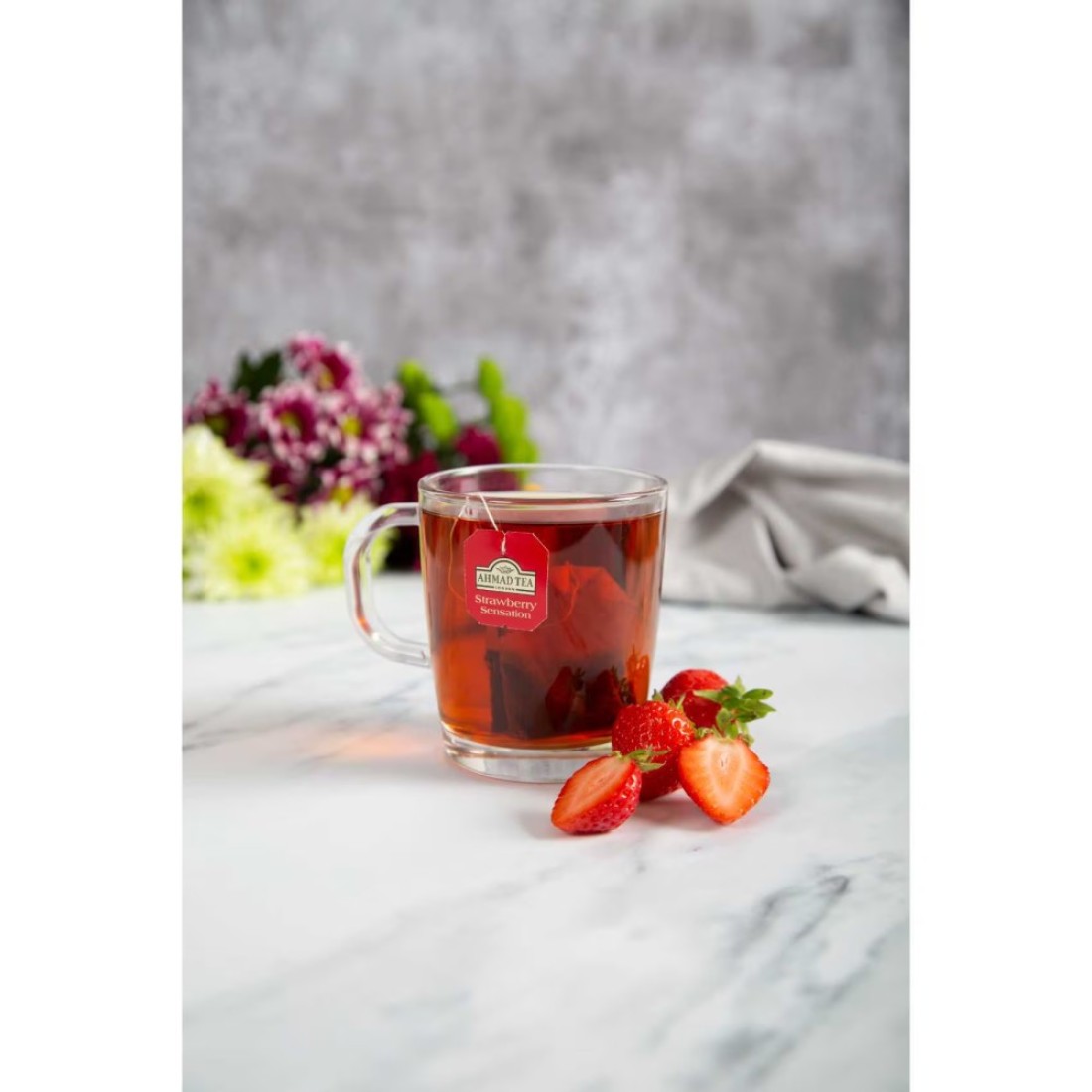 Ahmad Tea Strawberry Sensation with Fruit Pieces Black Tea Bags 20 Tea Bags