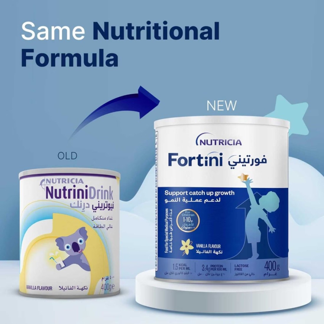Fortini Milk Powder for Children, Vanilla, 1 to 10 Years, 400g