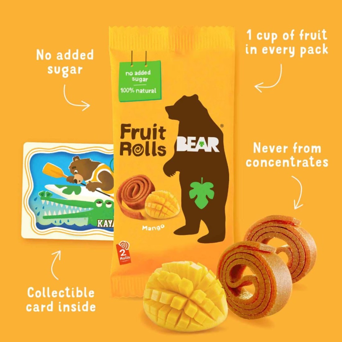Bear Yo Yo&#39;s Pure Fruit Snacks, Mango, 20g Pack of 5