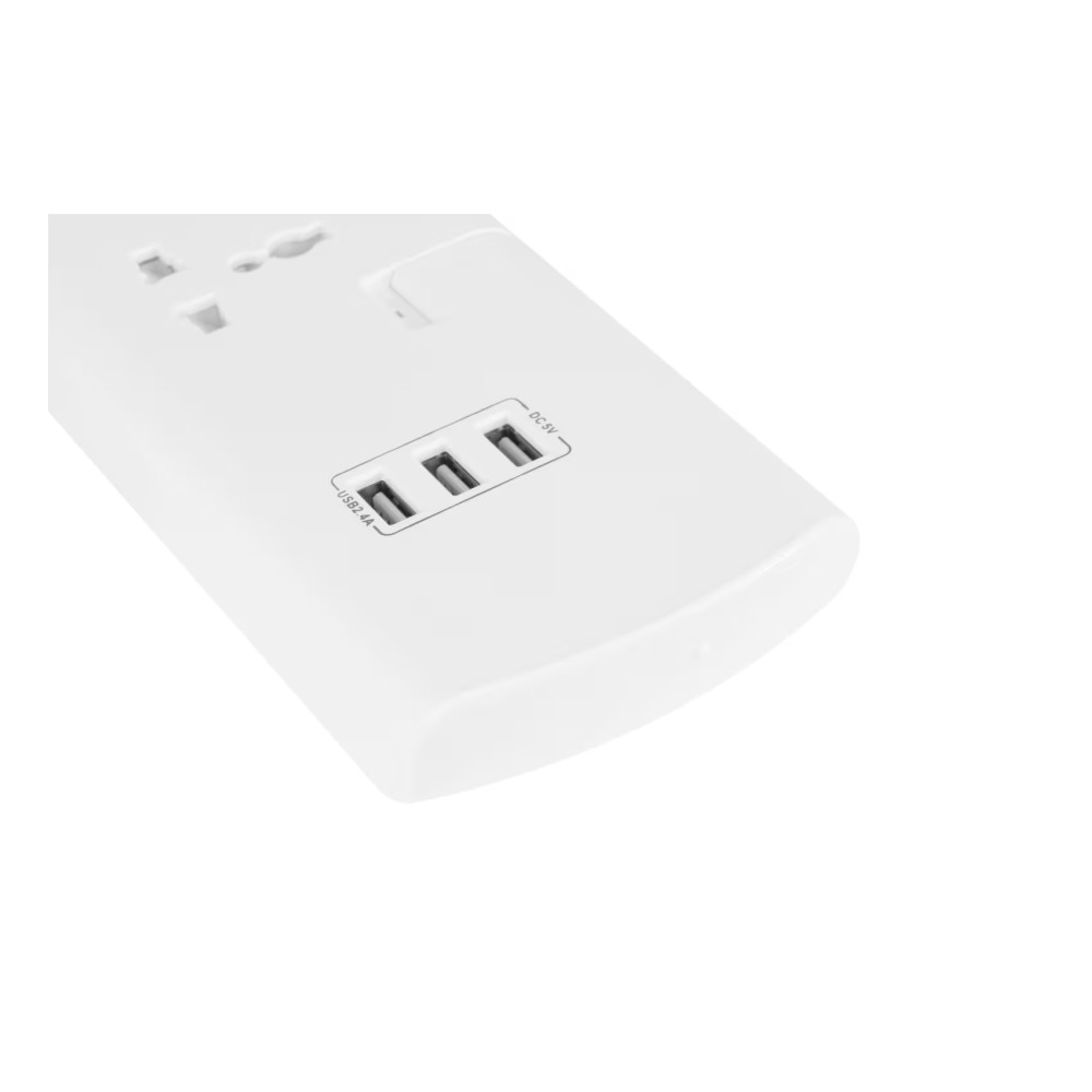 فيليبس مقبس تمديد كهربائي مضاعف مع 3 منافذ USB 3وات- أبيض-