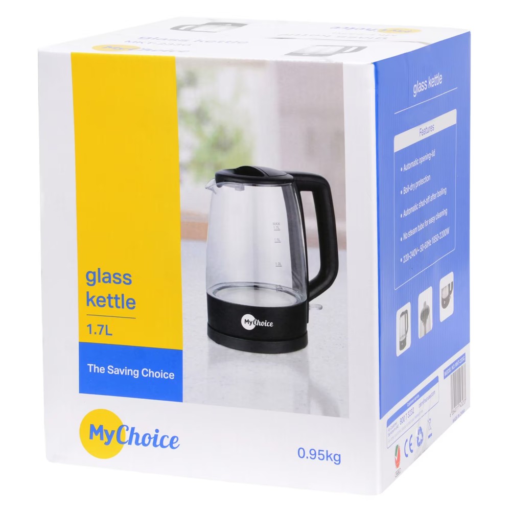 MyChoice Glass Electric Kettle MKT-233G Black 1.7L