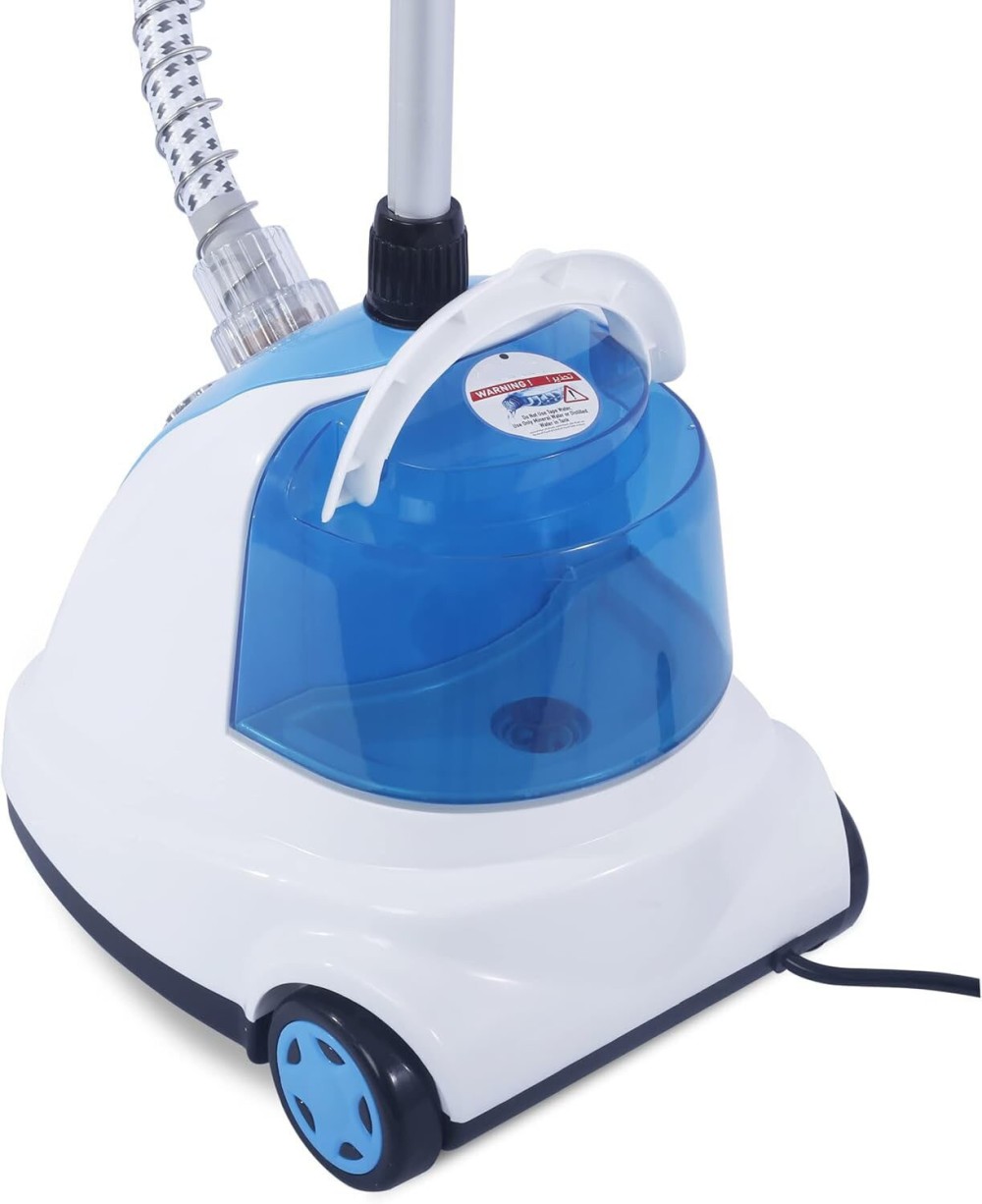 1.4L Garment Steamer with Stainless Steel Nozzle, Heat-Resistant Hose & Leak-Proof Valve, 1700W for Fast Wrinkle Removal – White & Blue"