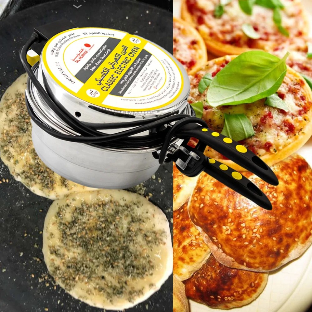 Al Huraiz Arabic Bread Maker Oven with Italian Heating Elements, 5.5L Capacity, 28cm, Electric Mini Oven For Flatbreads - Pita, Roti, Mini Pizzas and More