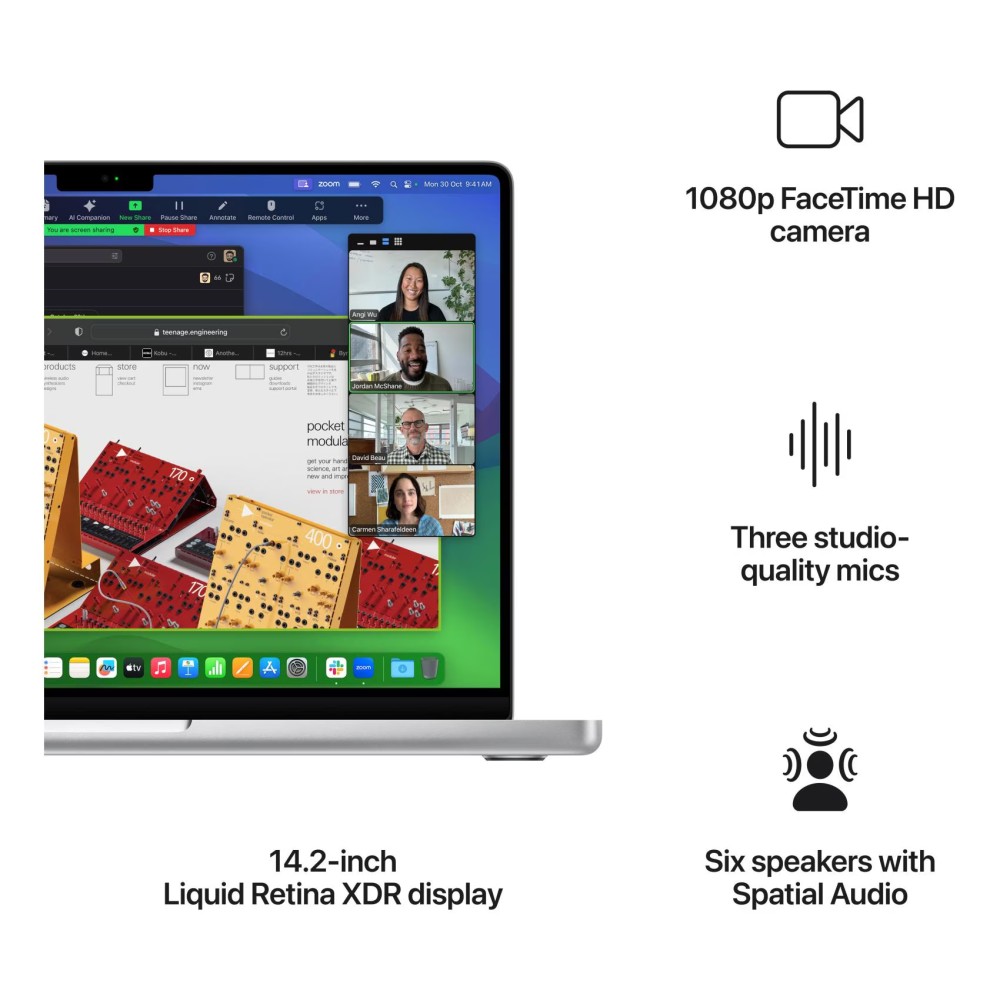 Apple MacBook Pro 14 Inch, 8GB RAM, 512GB SSD, Silver (Apple M3 Chip, 8-Core CPU And 10-Core GPU, English/Arabic Keyboard, MR7J3AB/A)