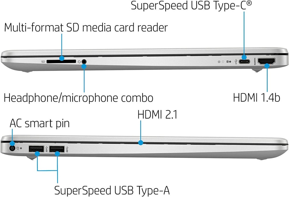 HP 15 DY 2703dx, Intel Core i5-1135G7, 8GB &lrm;DDR4 RAM, 512GB SSD, 15.6&quot; HD LED Touch Window 11 - Natural Silver