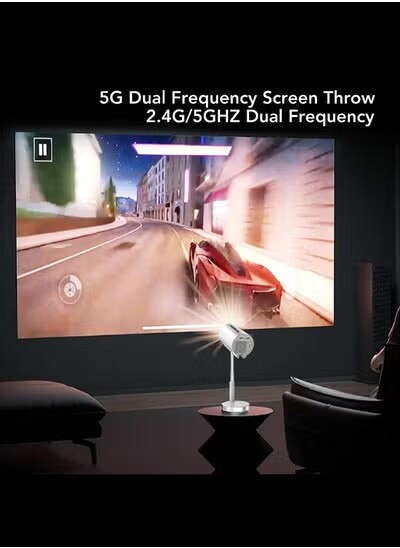 4K 1080P Support Outdoor Home Theater Movie Projector with 5G WiFi6 Blue tooth, 90&deg; Flip Head, AI Smart Voice Control HDMI Wireless Portable Projector