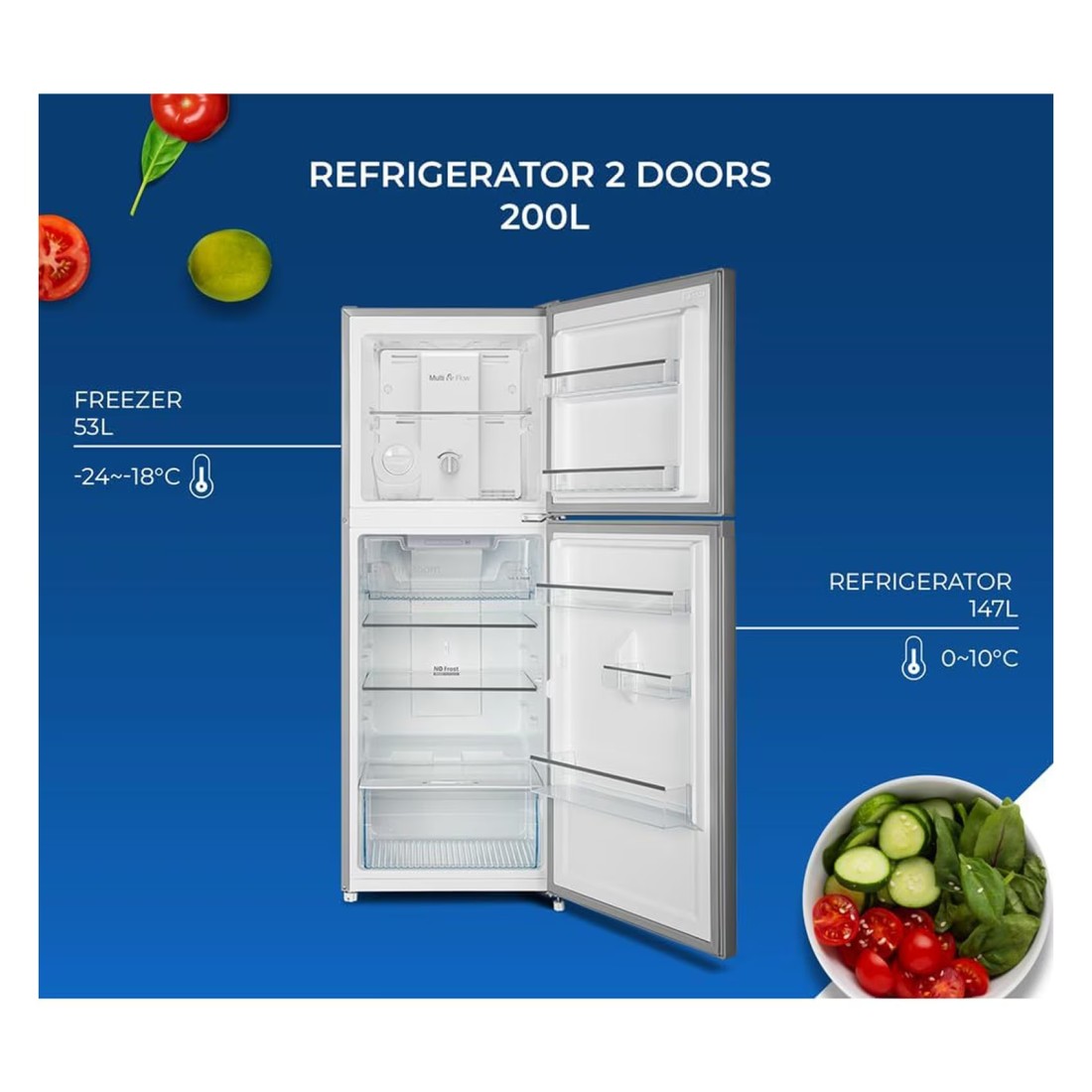 Westpoint Top Mount Refrigerator WNN3023ERI Silver 250L