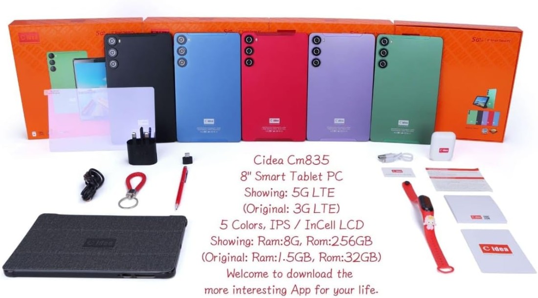CM835 256GB BUILT IN RAM 8 Smart Tablet Android 8-Inch IPS Screen 5G LTE Single SIM WiFi,CM835 Kids Tab Zoom Supported Tablet PC with Pre-installed Tempered Glass and Flip Case Cover (GREEN)