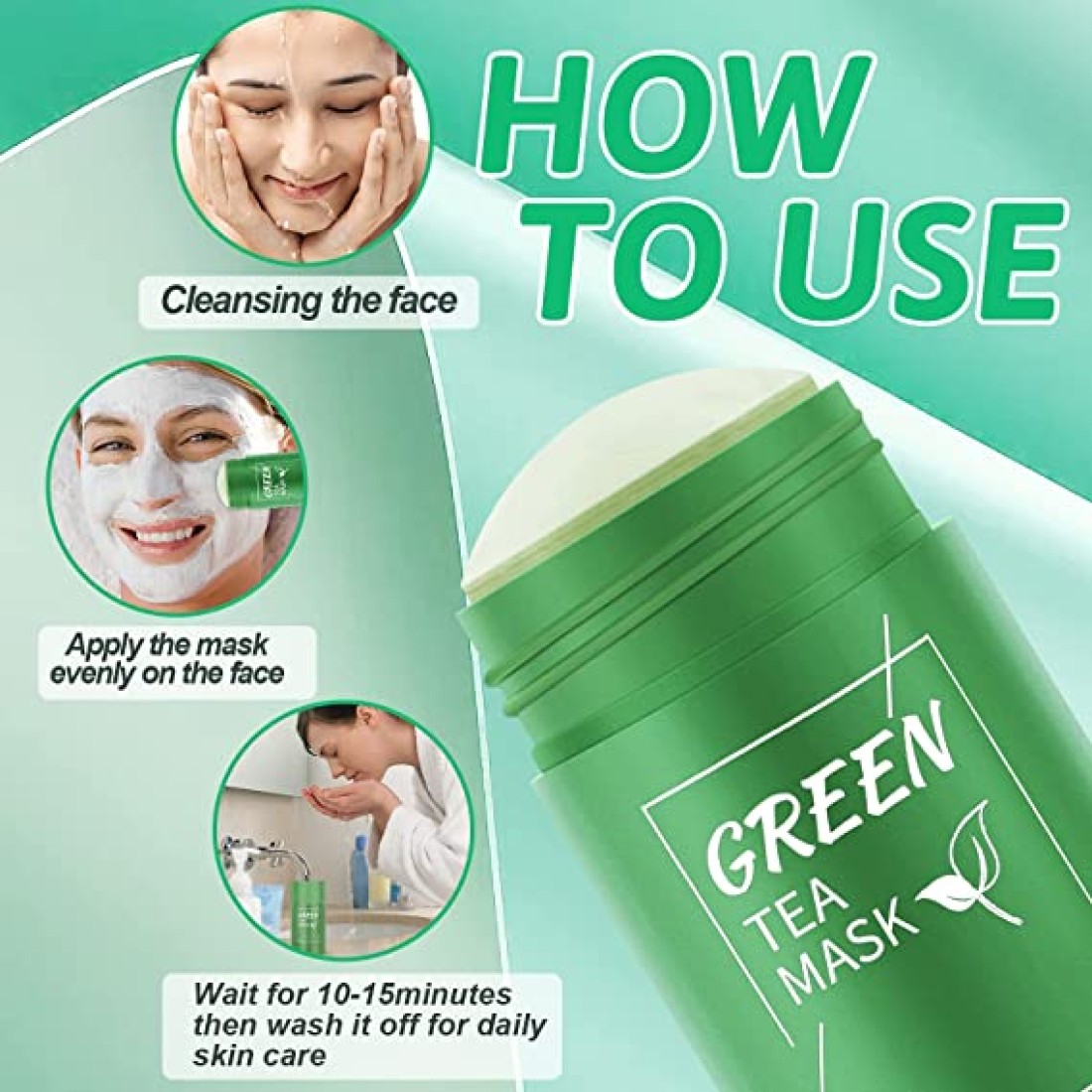 Green Tea Purifying Clay Stick Mask,For Face Moisturizes Oil Control,Deep Clean Pore,Exfoliating Mask