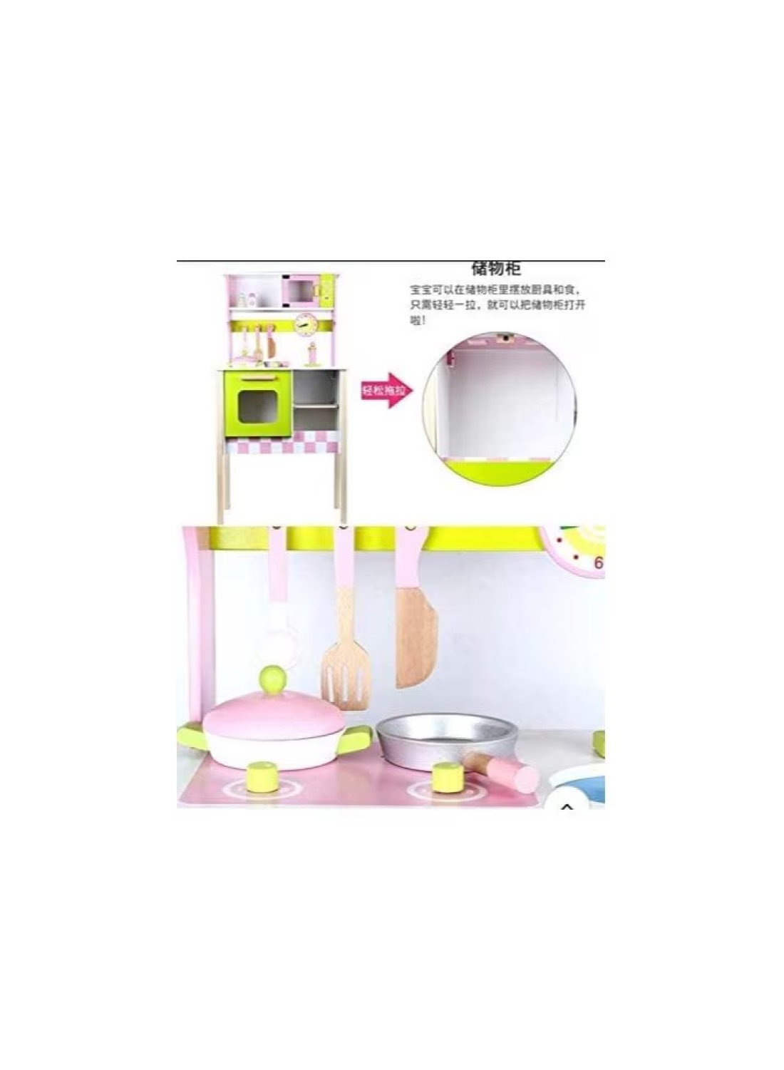 Wooden Pretend Play Kitchen Set for Kids – Simulation Cooking Toys with Utensils, Stove, Sink, and Accessories, Educational Role-Playing Kitchen Playset