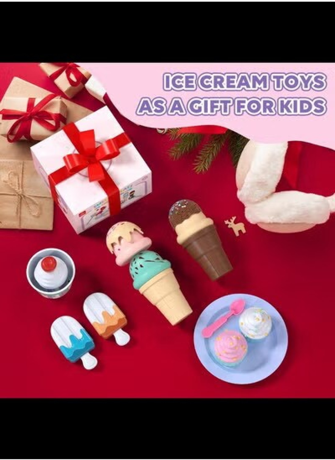 Ice Cream Toys for Kids, Food Toys &amp; Play Kitchen Accessories, Plastic Food, Ice Cream Toy, Play Food &amp; Kitchen Toys, Ice Cream Set, Gift for 3 Year Old Boy Or Girl